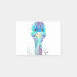 Farbiger Emu-Vogel Blaue Aquarell-Tiere  Post-it Klebezettel