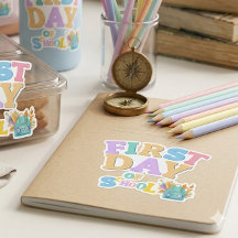 Farbiger erster Schultag Vinyl Sticker
