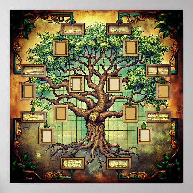 Farbiger Familienbaum | Poster (Vorne)