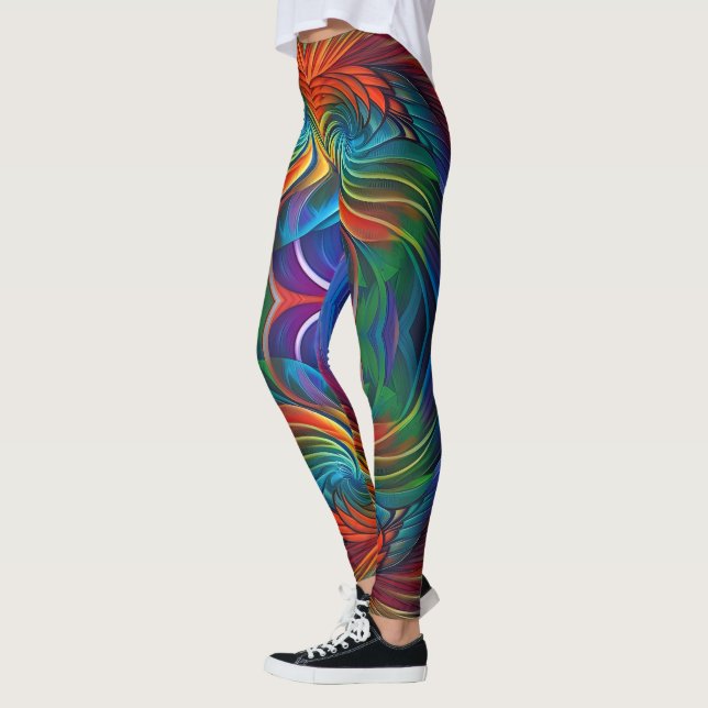 Farbiger Federwirbel Leggings (Links)