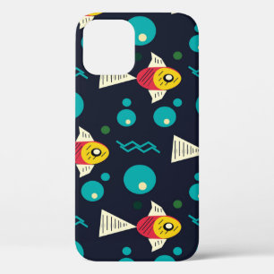 Farbiger Fisch mit Wellen im Meer. Geometrie für Case-Mate iPhone Hülle