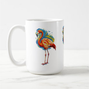 Farbiger Flamingo Abstracter Pinselstrich Vogel Ku Kaffeetasse