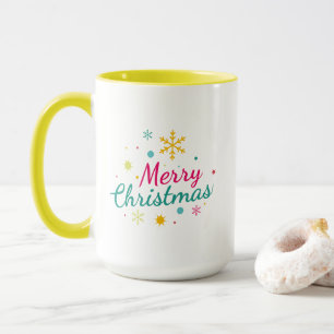 Farbiger Frohe Weihnachten Schneeflocken-Becher Tasse