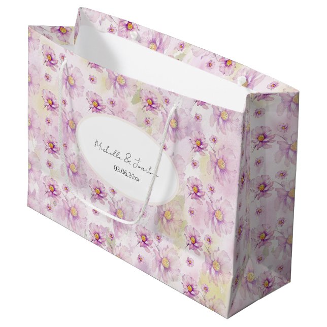 Farbiger Frühling Sommer Flora Boho Garden Große Geschenktüte (Vorderseite Schrägansicht)
