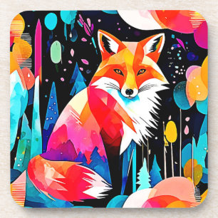 Farbiger Fuchs Abstrakte Kunst Getränkeuntersetzer