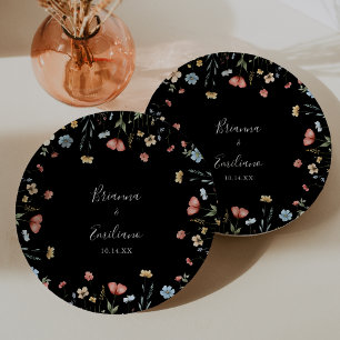 Farbiger Garten-Wildblumen-Hochzeitskuchen Pappteller