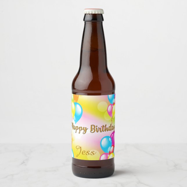 Farbiger Geburtstag Bierflaschenetikett (Vorderseite)