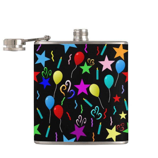 Farbiger Geburtstag Flachmann (Geöffnet)