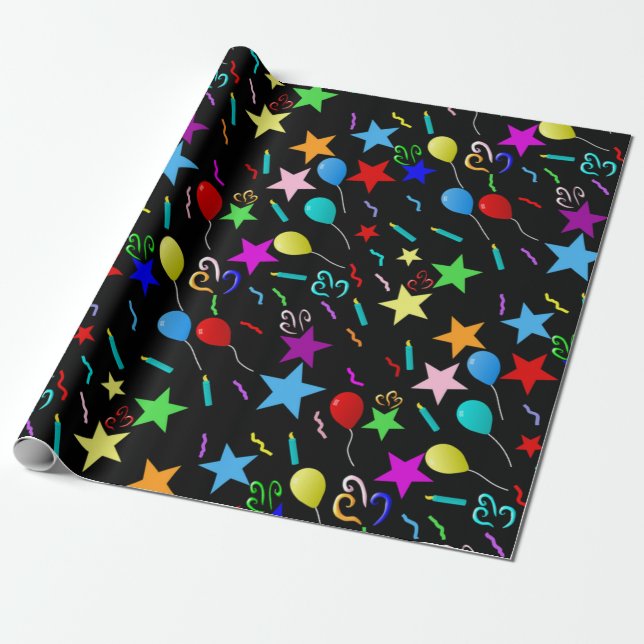 Farbiger Geburtstag Geschenkpapier (Ungerollt)
