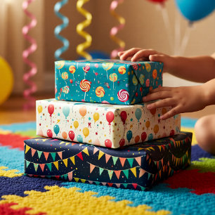 Farbiger Geburtstag Geschenkpapier Set
