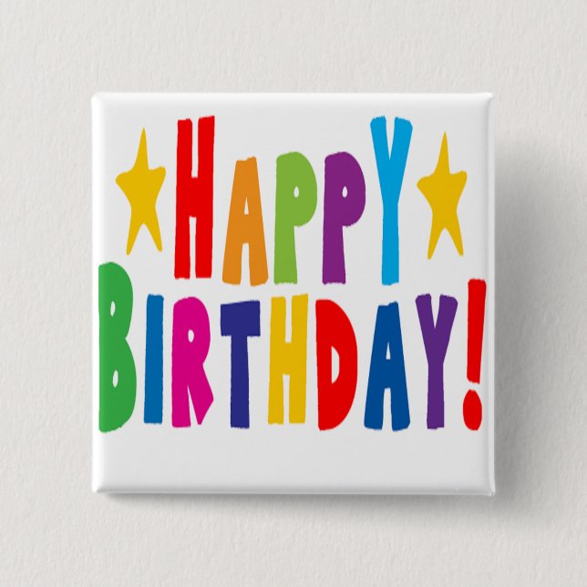 Farbiger Geburtstagstext Button (Vorderseite)