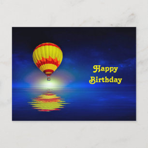Farbiger gelber Heißluftballon Geburtstag Postkarte