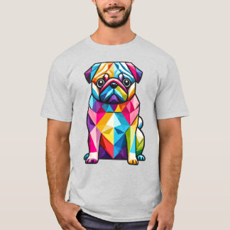 Farbiger geometrischer Mops Hund T-Shirt
