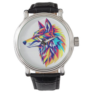 Farbiger geometrischer Wolf eWatch Uhr