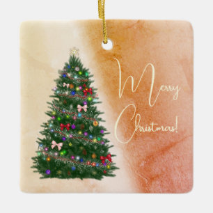 Farbiger geschmückter Weihnachtsbaum Keramikornament