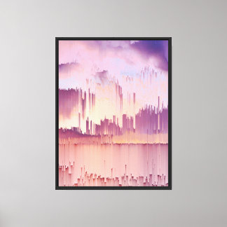 Farbiger Glitch-Sonnenuntergang-Horizont Leinwanddruck