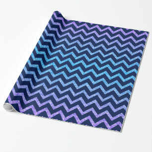 Farbiger Glitzer Blau Zickzack Zigzag Muster Geschenkpapier