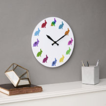 Farbiger Glitzer Bunny Rabbits Wall Clock