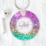 Farbiger Glitzer Mermaid Monogram Name Schlüsselanhänger<br><div class="desc">Personalisieren Sie diesen wunderschönen Glitzer-Schlüsselanhänger für funkelnd Imitate einfach mit Ihrem eigenen handgeschriebenen Skriptmonogramm und Namen.</div>