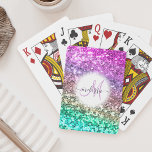 Farbiger Glitzer Mermaid Monogram Name Spielkarten<br><div class="desc">Personalisieren Sie diese wunderschönen funkelnd Imitate Glitzer,  indem Sie Karten mit Ihrem eigenen handgeschriebenen Skriptmonogramm und Namen abspielen.</div>