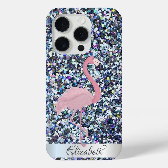 Farbiger Glitzer Pink Flamingos Case-Mate iPhone Hülle (Rückseite)