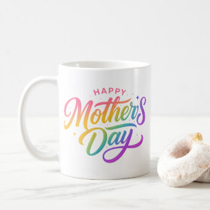 Farbiger Glücklicher Muttertag Regenbogen-Kalligra Kaffeetasse