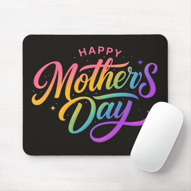Farbiger Glücklicher Muttertag Regenbogen-Kalligra Mousepad (Mit Mouse)