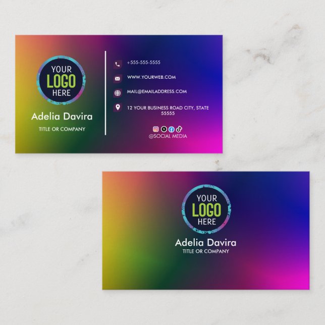 Farbiger Gradient Geschäfts Karte Modernes Design (Vorne/Hinten)