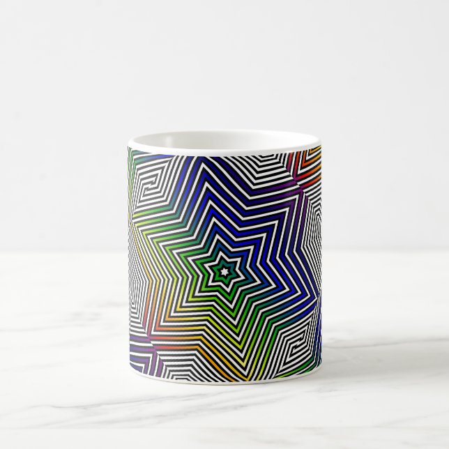 Farbiger grafischer Regenbogenstern-Kaffeetee Kaffeetasse (Mittel)
