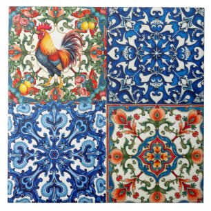 Farbiger Hahn,Mittelmeer,Mosaik,Zitrone, Fliese