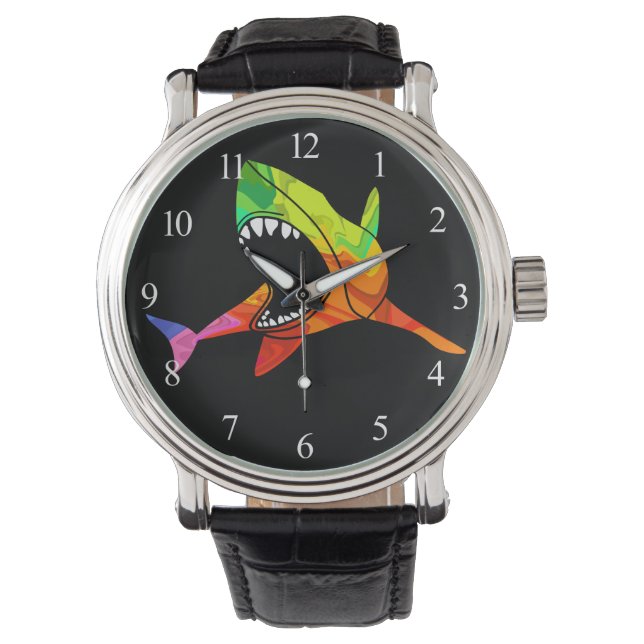 Farbiger Hai Armbanduhr (Vorderseite)