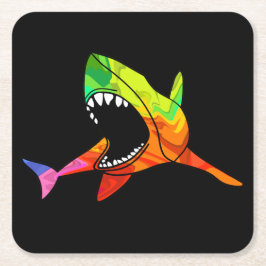 Farbiger Hai Rechteckiger Pappuntersetzer