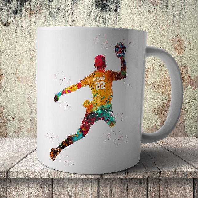 Farbiger Handballspieler Kaffeetasse (Von Creator hochgeladen)