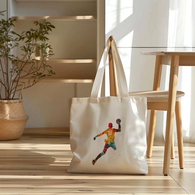 Farbiger Handballspieler Tragetasche (Von Creator hochgeladen)