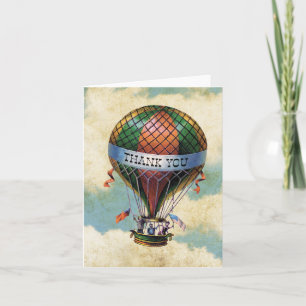 Farbiger Heißluftballon im Vintage-Stil Danke