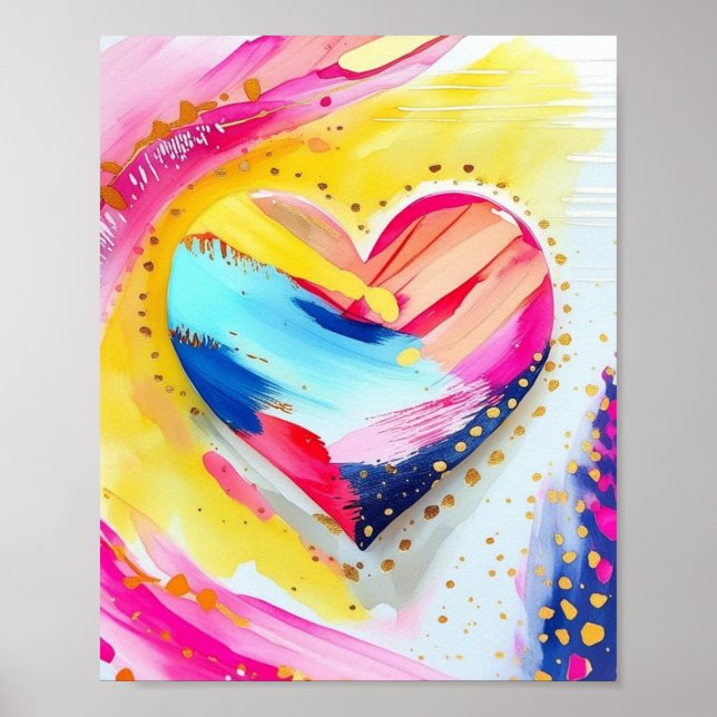 Farbiger Herzschlag - Abstraktes Liebe Poster (Vorne)