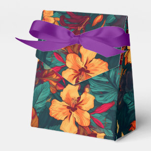 Farbiger Hibiskus, gelb-orange-grüne Blüte Geschenkschachtel