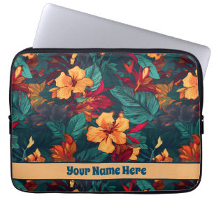 Farbiger Hibiskus, gelb-orange-grüne Blüte Laptopschutzhülle