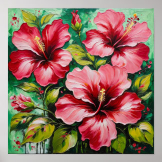Farbiger Hibiskus in Blüte – Tropische Blütenprach Poster