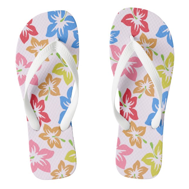 Farbiger Hibiskus, Muster von Blume Flip Flops (Fußbett)