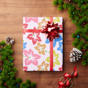 Farbiger Hibiskus, Muster von Blume Geschenkpapier