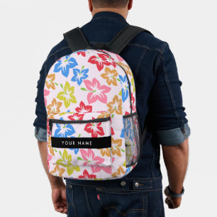 Farbiger Hibiskus, Muster von Blume, Ihr Name Bedruckter Rucksack