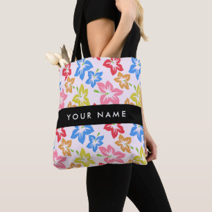 Farbiger Hibiskus, Muster von Blume, Ihr Name Tasche