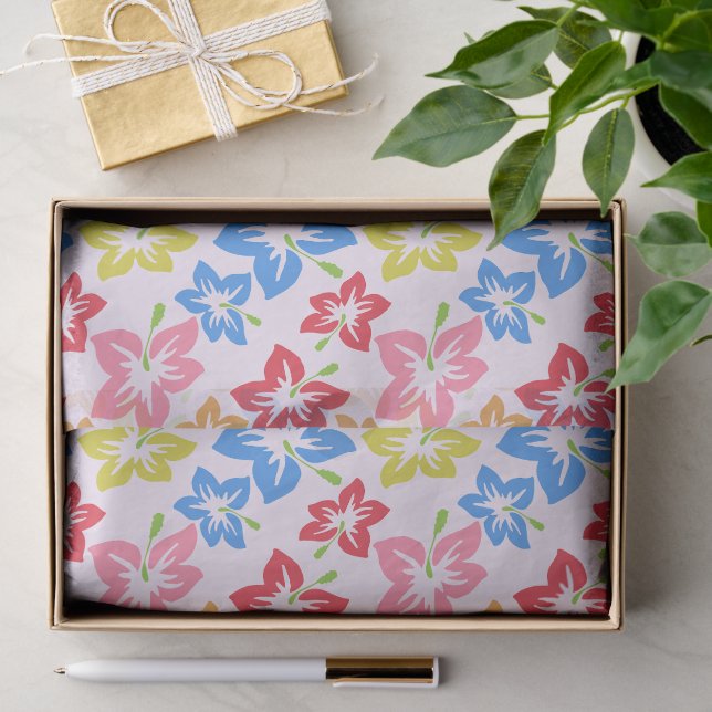 Farbiger Hibiskus, Muster von Blume Seidenpapier (Geschenk)
