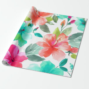 Farbiger Hibiskus Tropischer Hawaiianischer Strand Geschenkpapier