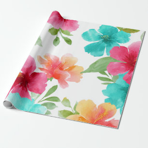 Farbiger Hibiskus Tropischer Hawaiianischer Strand Geschenkpapier