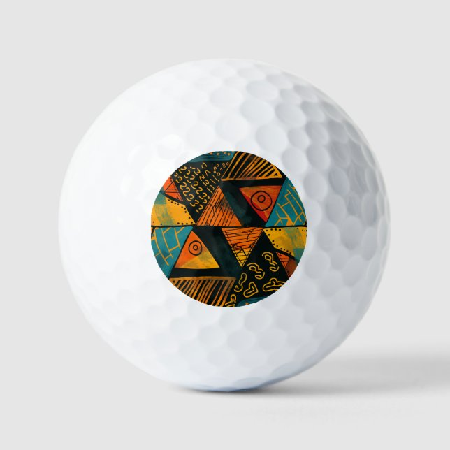 Farbiger Hintergrund mit afrikanischen Motiven Golfball (Vorderseite)