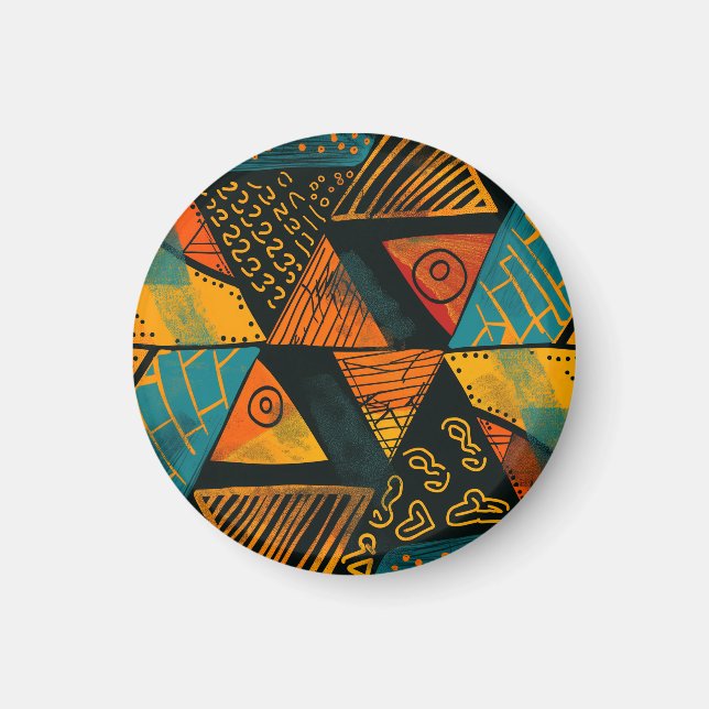 Farbiger Hintergrund mit afrikanischen Motiven Magnet (Vorne)
