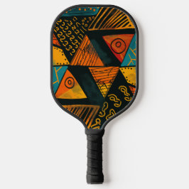 Farbiger Hintergrund mit afrikanischen Motiven Pickleball Schläger