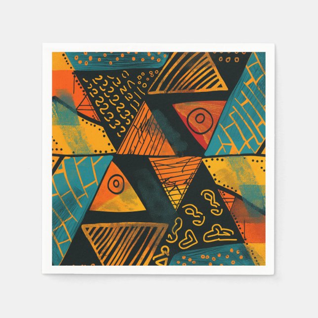 Farbiger Hintergrund mit afrikanischen Motiven Serviette (Vorderseite)